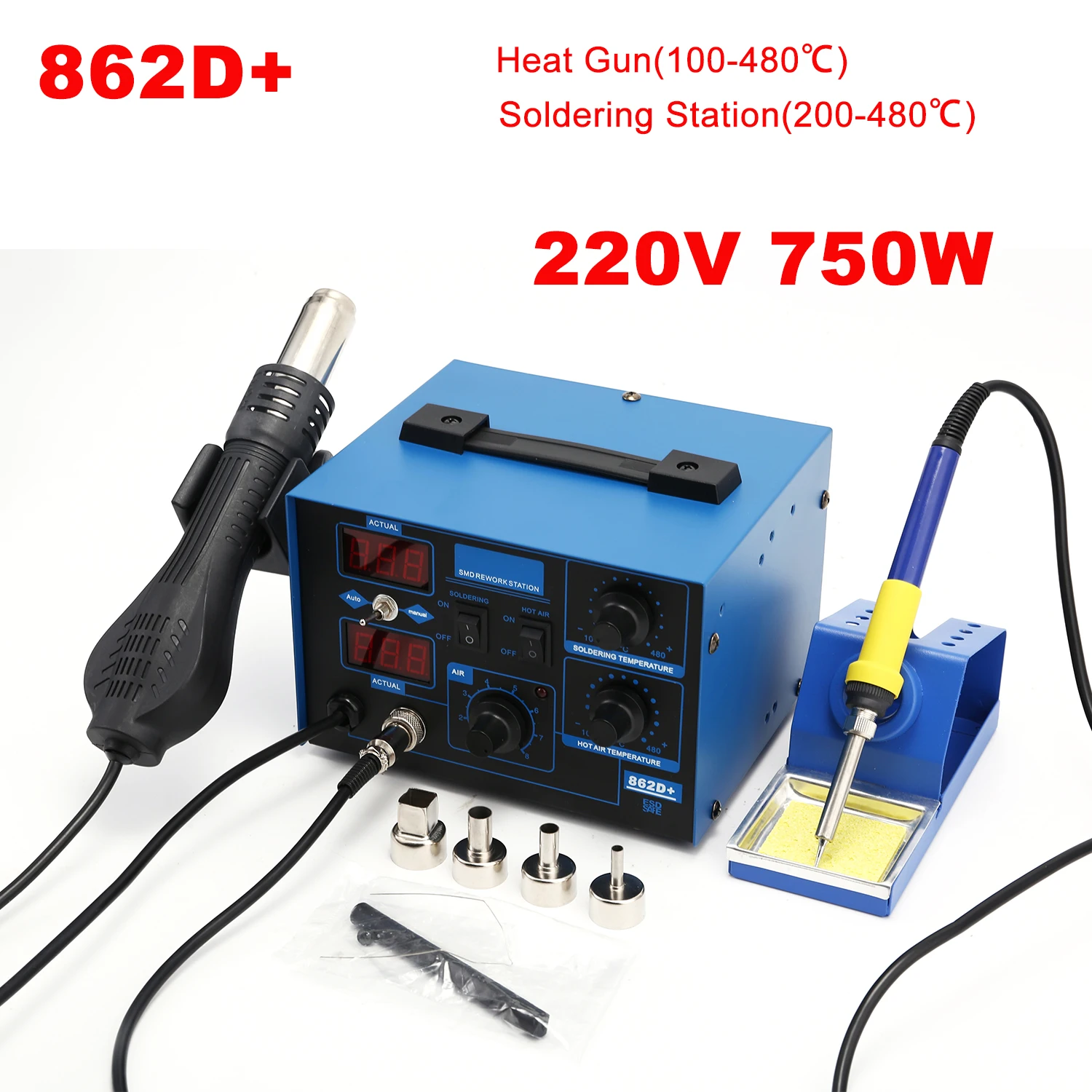 862D+ Soldering Station 2 In 1 - Smd Rework Station Hot Air Soldering 2 In 1 review and price