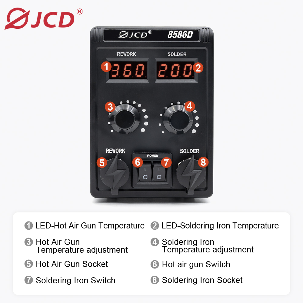 JCD 8586D 2-in-1 Soldering Sta - Smd Rework Station Hot Air Soldering 2 In 1 review and price
